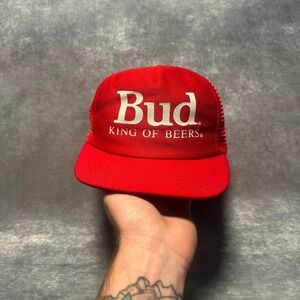 Vintage Red Bud King of Beers Mesh Trucker Hat Men's OSFM Adjustable Snapback